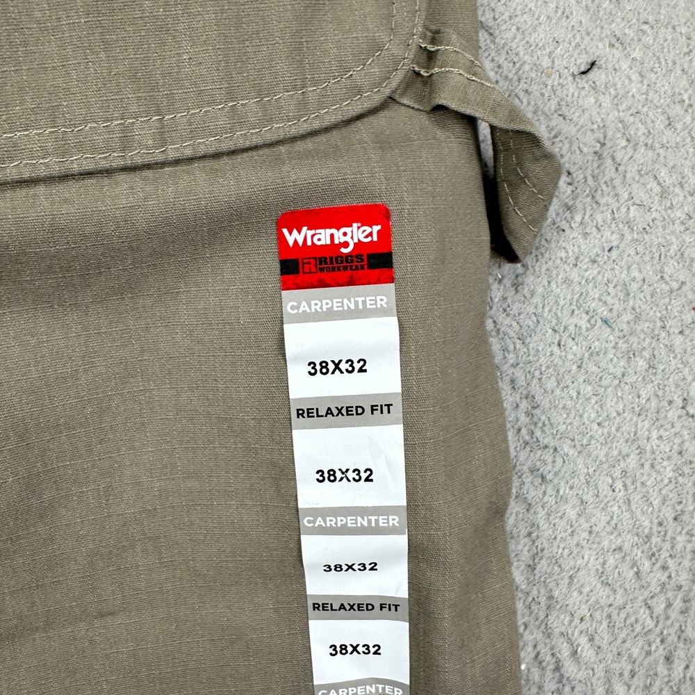 NEW Wrangler Riggs Workwear Mens 38X32 Pants Carpenter Tan Relaxed Fit Jeans - Picture 7 of 12